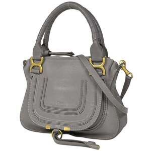 Chloé Chloe Marcie Handbag, 2-Way Shoulder Bag, Leather, Gray, Women's